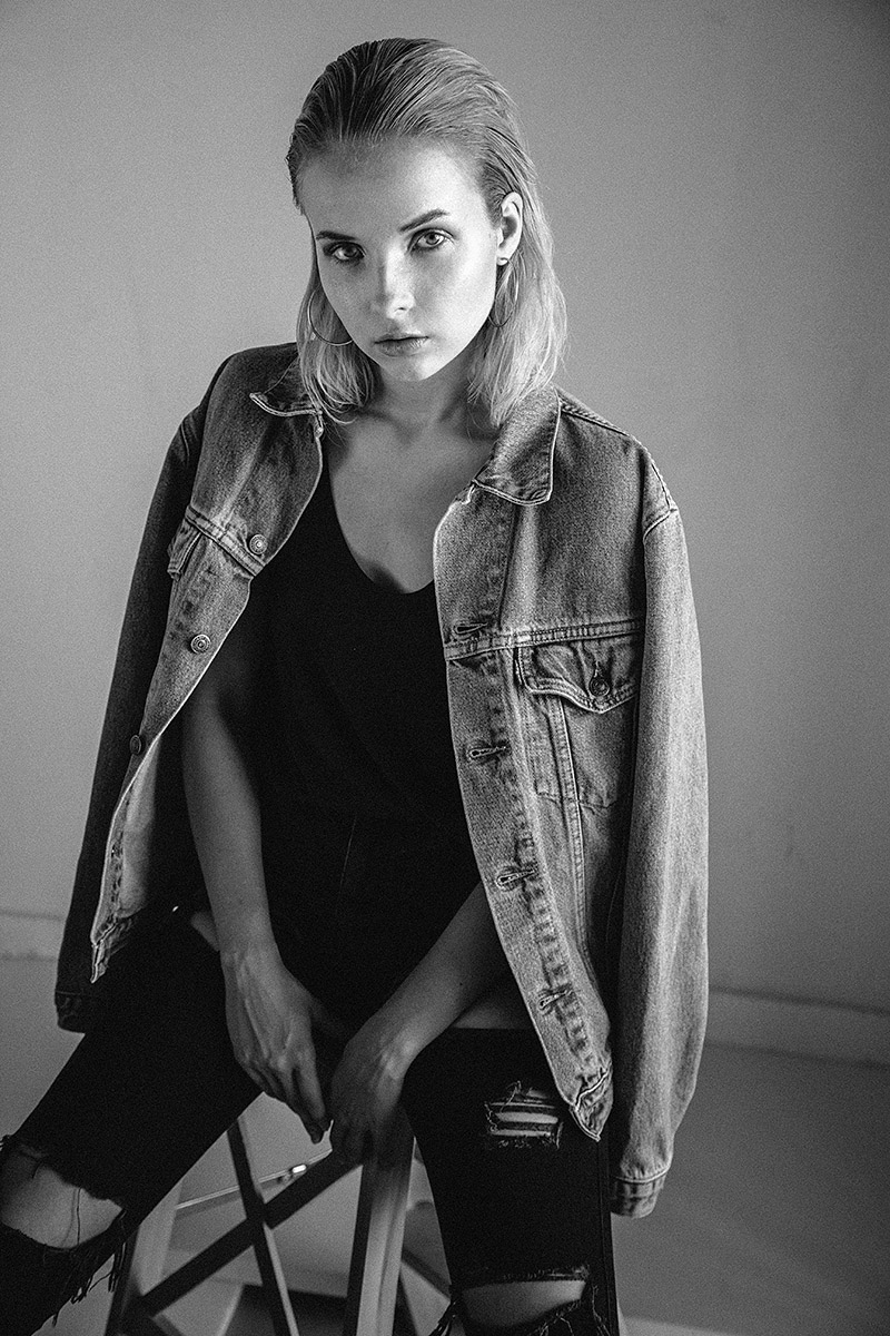 Blonde Model in model test by Kipenko Milan fashion photographer